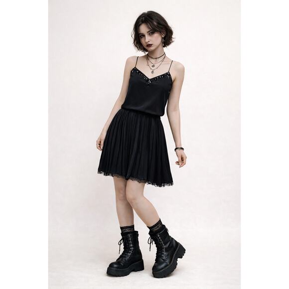 Victoria's Secret Dresses & Skirts - Victoria's Secret Black Embellished Slip Dress Dark Romantic XS